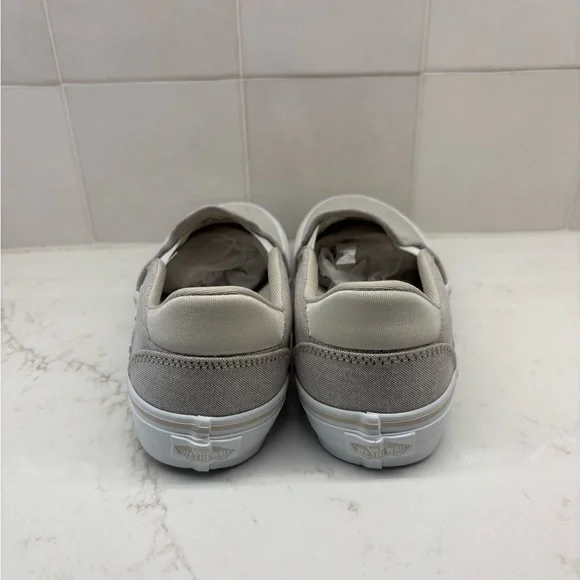 Vans Slip-On Canvas Sneakers in Light Gray and White - Picture 3 of 6
